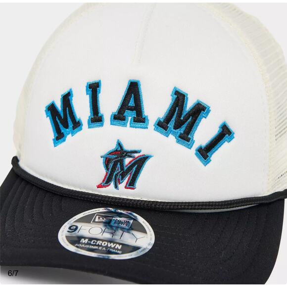 NEW ERA MIAMI MARLINS MLB 9FORTY M-CROWN A-FRAME TRUCKER HAT NWT - Picture 6 of 7